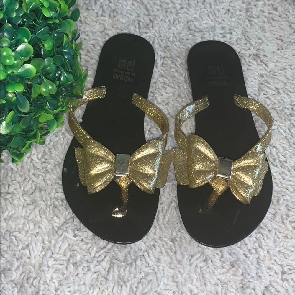 Mini Melissa Harmonic Sweet Bow Sandals‎ Black Gold